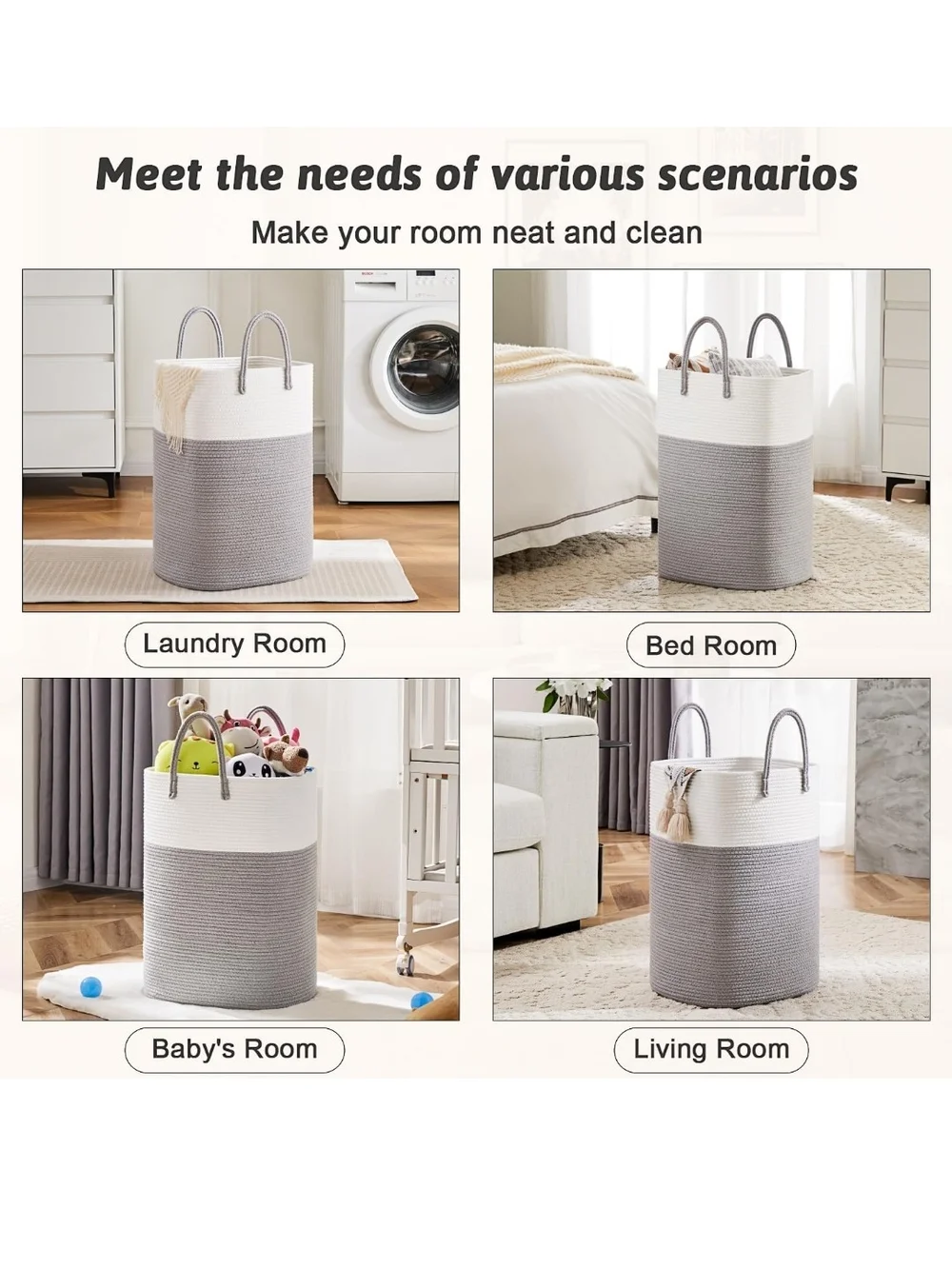 Artfell, Woven Cotton Laundry Basket, 60L